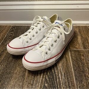 White leather Converse low tops